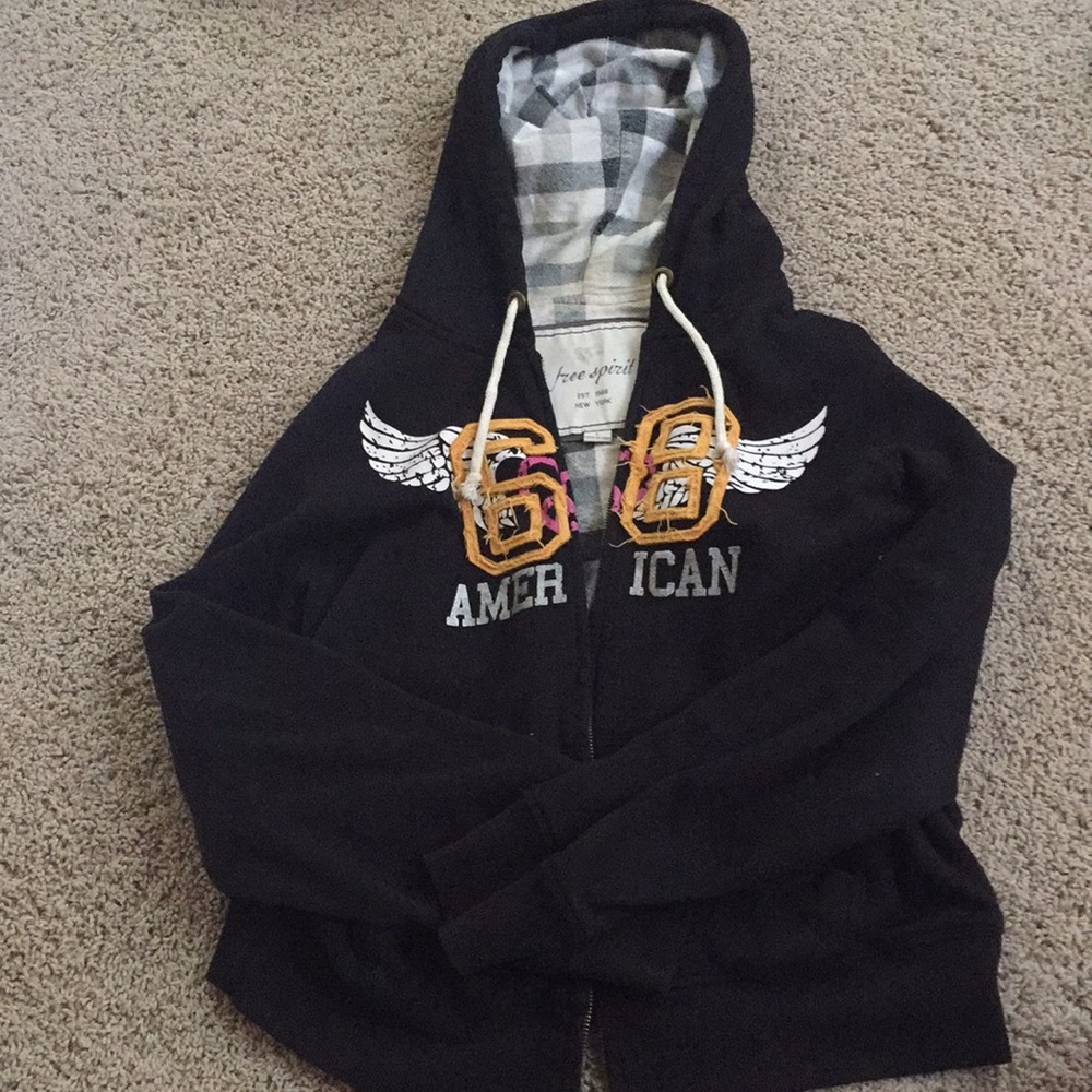 American eagle black zip up hoodie